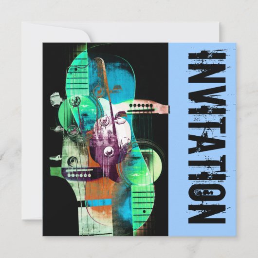 akoestische gitaar jazz jam-uitnodiging kaart (Voorkant)