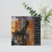 akoestische gitaar jazz jam-uitnodiging kaart (Staand voorkant)