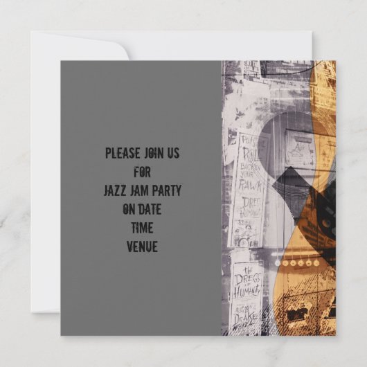 akoestische gitaar jazz jam-uitnodiging kaart (Achterkant)