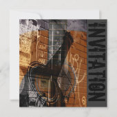 akoestische gitaar jazz jam-uitnodiging kaart (Voorkant)