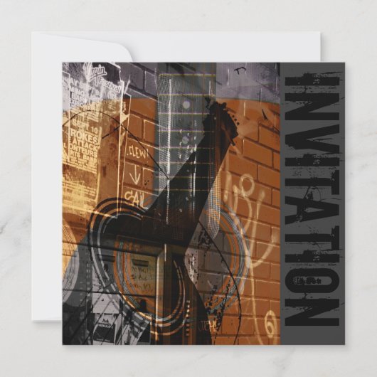 akoestische gitaar jazz jam-uitnodiging kaart (Voorkant)