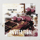 akoestische gitaar jazz jam-uitnodiging kaart (Voorkant / Achterkant)