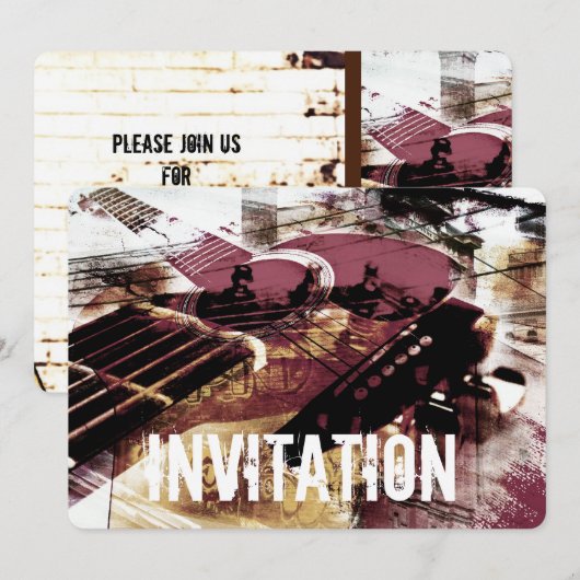 akoestische gitaar jazz jam-uitnodiging kaart (Voorkant / Achterkant)