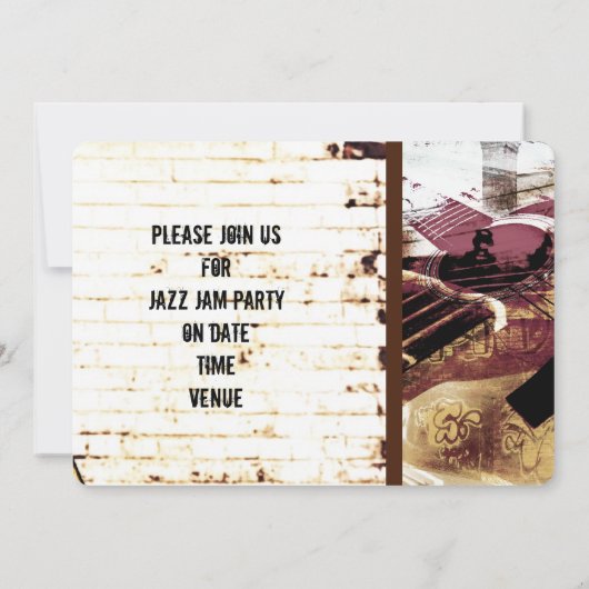 akoestische gitaar jazz jam-uitnodiging kaart (Achterkant)
