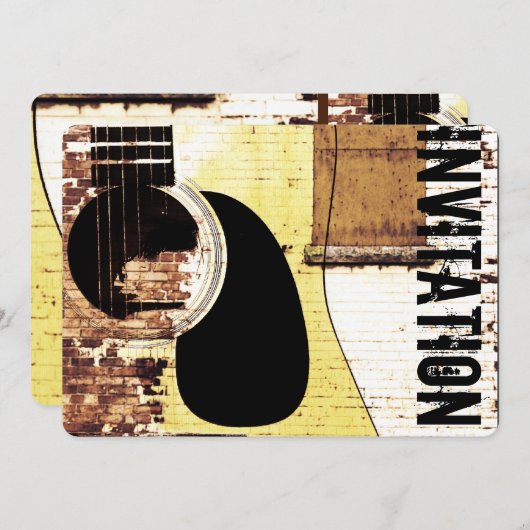 akoestische gitaar jazz jam-uitnodiging kaart (Voorkant / Achterkant)