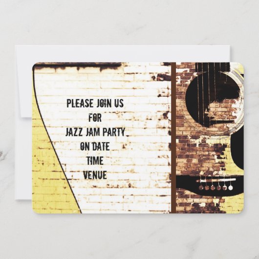 akoestische gitaar jazz jam-uitnodiging kaart (Achterkant)