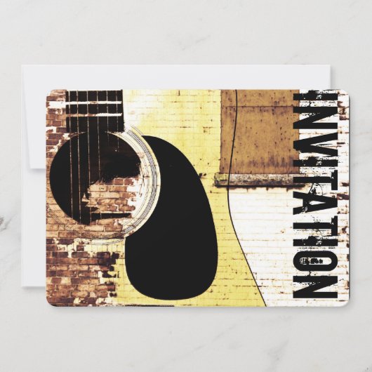 akoestische gitaar jazz jam-uitnodiging kaart (Voorkant)