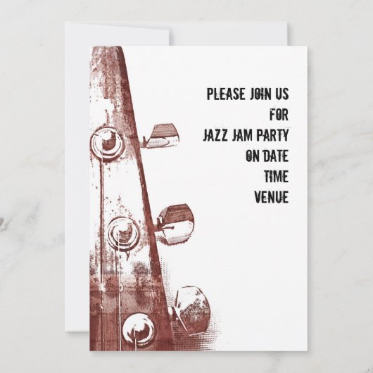 akoestische gitaar jazz jam-uitnodiging kaart (Achterkant)