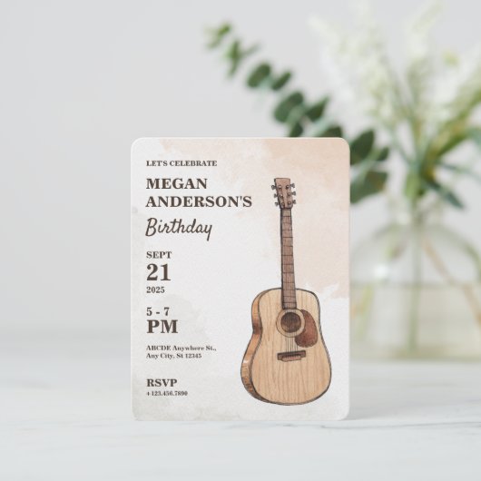 Akoestische gitaar kunst  kaart (Staand voorkant)