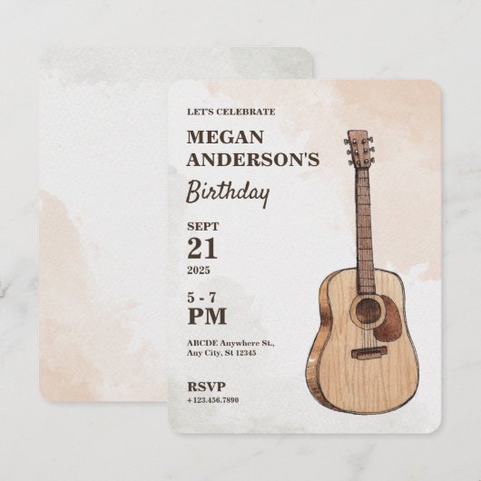 Akoestische gitaar kunst  kaart (Voorkant / Achterkant)