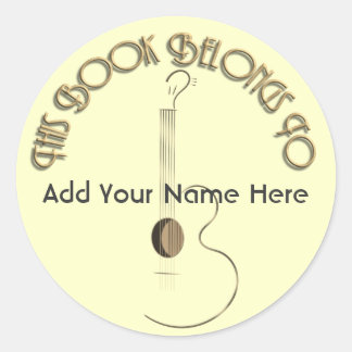 Akoestische Gitaar Logo Design Bookplate Stickers