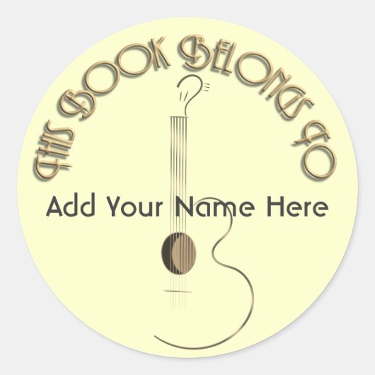 Akoestische Gitaar Logo Design Bookplate Stickers (Voorkant)