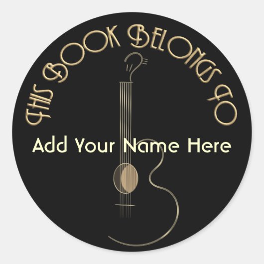 Akoestische Gitaar Logo Design Bookplate Stickers (Voorkant)
