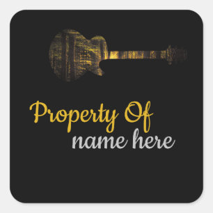 Akoestische gitaar Logo, persoonlijk Vierkante Sticker