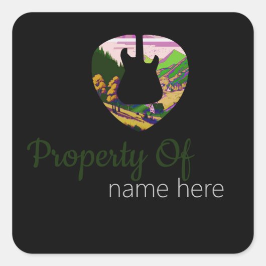 Akoestische gitaar Logo, persoonlijk Vierkante Sticker (Voorkant)