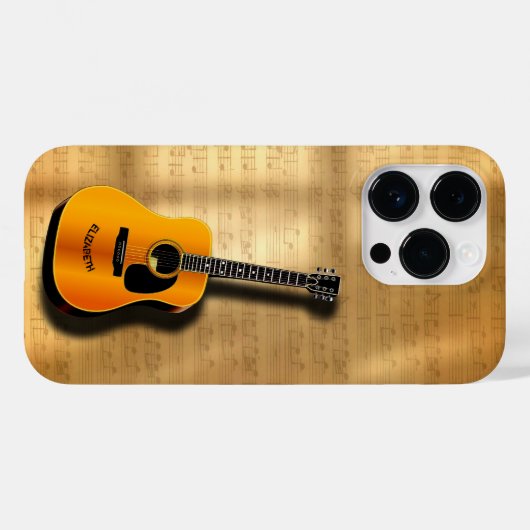 Akoestische gitaar met aangepaste muzikant Case-Mate iPhone case (Achterkant (horizontaal))