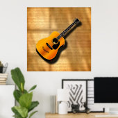 Akoestische  gitaar met aangepaste muzikant poster (Thuiskantoor)