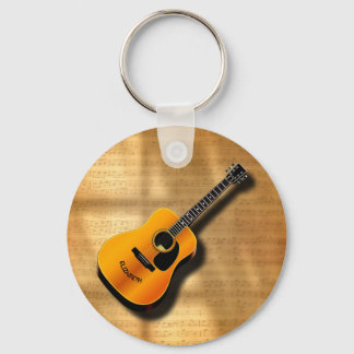 Akoestische gitaar met aangepaste muzikant sleutelhanger