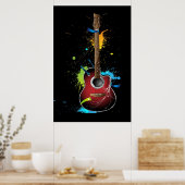 Akoestische gitaar met verfsplatters poster (Keuken)