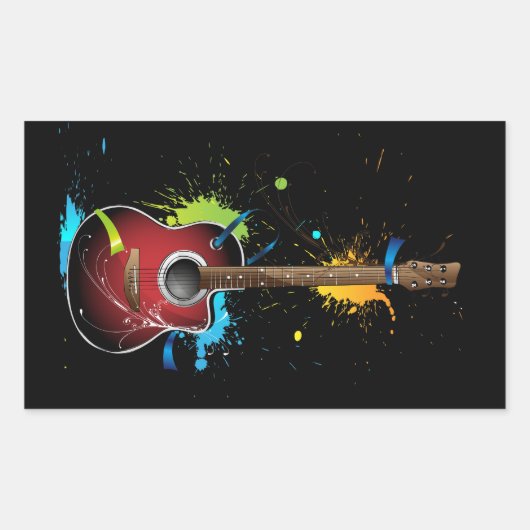 Akoestische gitaar met verfsplatters stickers (Voorkant)