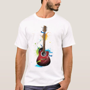 Akoestische gitaar met verfsplatters t-shirt