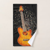 akoestische gitaar met vuurwerk, bad handdoek (Handdoek)