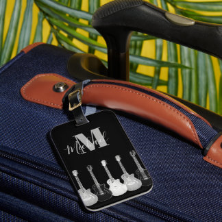Akoestische gitaar monochrome gitarist Monogram Bagagelabel