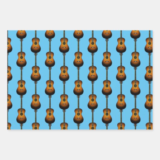 Akoestische gitaar muzikaal ontwerp inpakpapier vel (Voorkant 3)