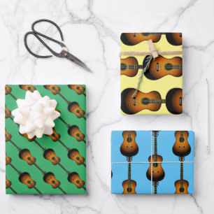 Akoestische gitaar muzikaal ontwerp inpakpapier vel