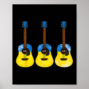 Akoestische Gitaar Oekraïense Vlag Oekraïne Gitari Poster