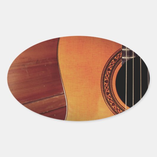 Akoestische gitaar ovale sticker (Voorkant)