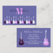 Akoestische gitaar paarse roze muziekleraar Monogr Visitekaartje (Voorkant / Achterkant)