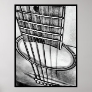 Akoestische gitaar Perspective Strings Zwarte Gren Poster