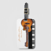 Akoestische gitaar piano toetsen muziek leraar bagagelabel (Voorkant (verticaal))