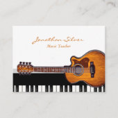Akoestische gitaar piano toetsen muziek leraar visitekaartje (Voorkant)