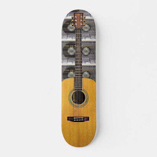 Akoestische gitaar & Retro Tape Rock n Roll Persoonlijk Skateboard (Voorkant)