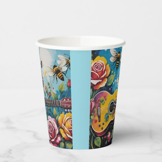 Akoestische gitaar Rozen en bijen Spring Garden Papieren Bekers (Links)