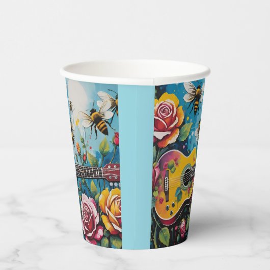 Akoestische gitaar Rozen en bijen Spring Garden Papieren Bekers (Rechts)