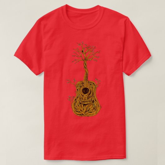 Akoestische gitaar Shirt Tree of Life gitaar spele (Design voorkant)