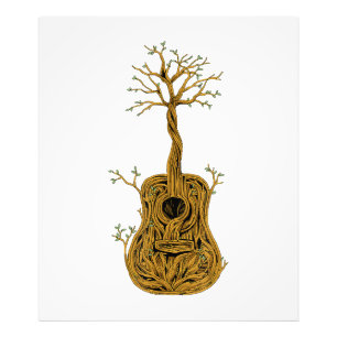 Akoestische gitaar Shirt Tree of Life gitaar spele Foto Afdruk