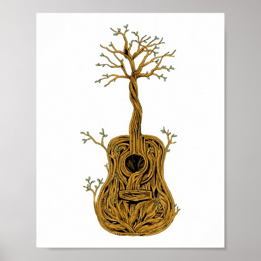 Akoestische gitaar Shirt Tree of Life gitaar spele Poster (Voorkant)