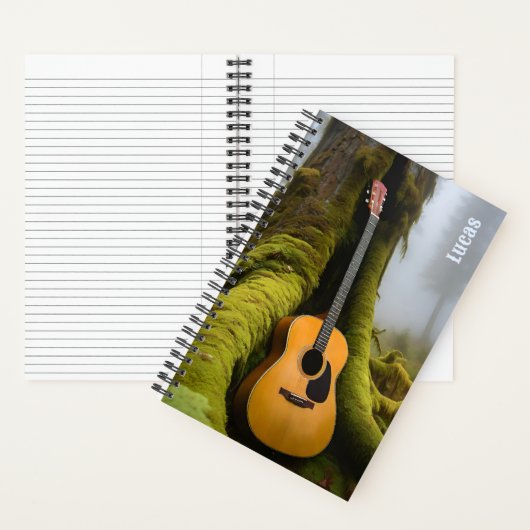 Akoestische gitaar songwriter Foggy Forest Music Notitieboek (Binnen)