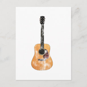Akoestische gitaar, verticaal in nood briefkaart