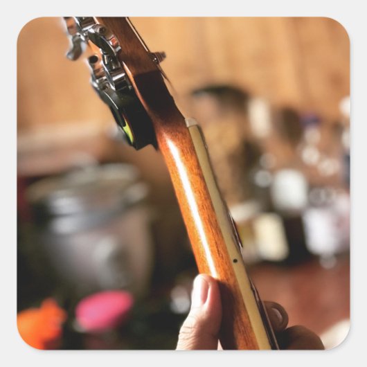 akoestische gitaar vierkante sticker (Voorkant)