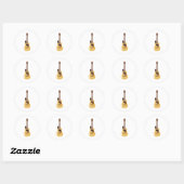 Akoestische gitaar & vogel ronde sticker (Vel)