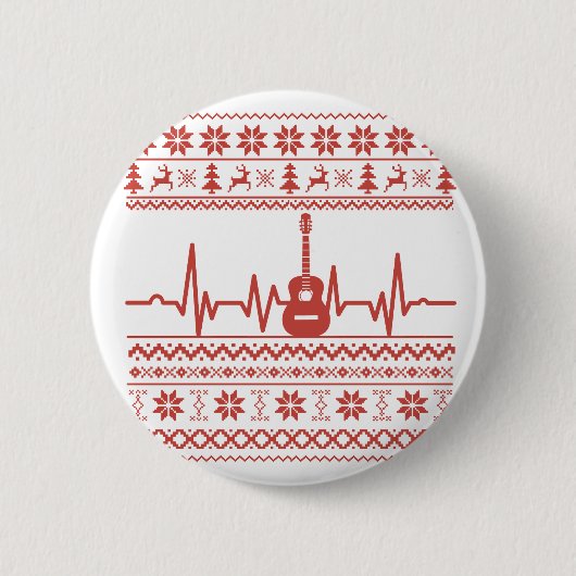 akoestische gitaar voor kerstzweten ronde button 5,7 cm (Voorkant)