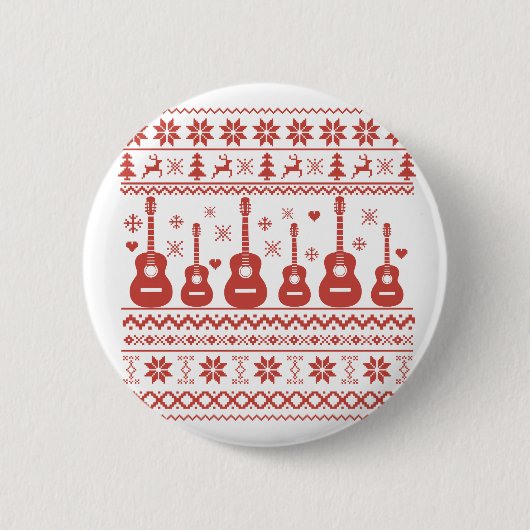 akoestische gitaar voor kerstzweten ronde button 5,7 cm (Voorkant)