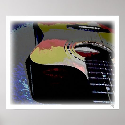 Akoestische gitaar (waterverf) poster (Voorkant)