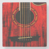 Akoestische gitaar Wooden Music Artistic Beautic Stenen Onderzetter (Voorkant)