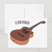 Akoestische gitaarafbeelding cartoon briefkaart (Voorkant / Achterkant)